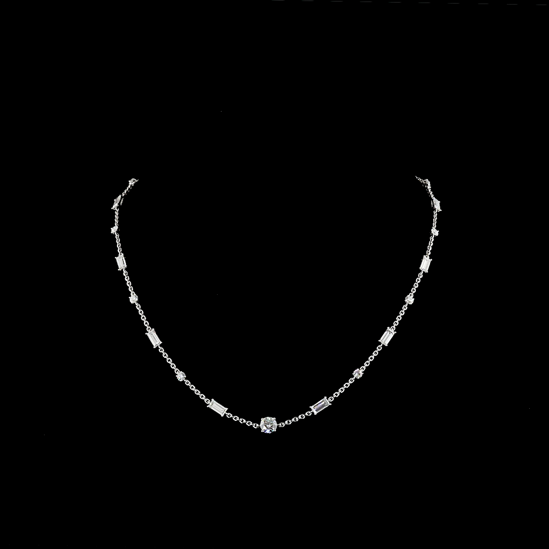 4.14 CT Mixed Shape Lab Grown Diamond Station Necklace in 14K White Gold — Laura Milman New York