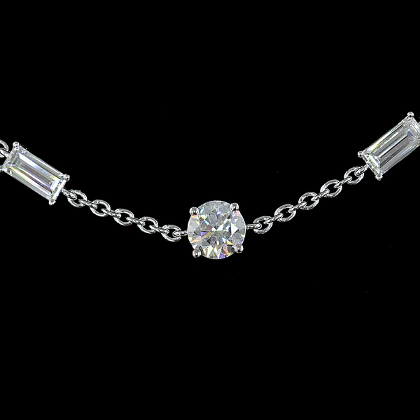4.14 CT Mixed Shape Lab Grown Diamond Station Necklace in 14K White Gold – close-up