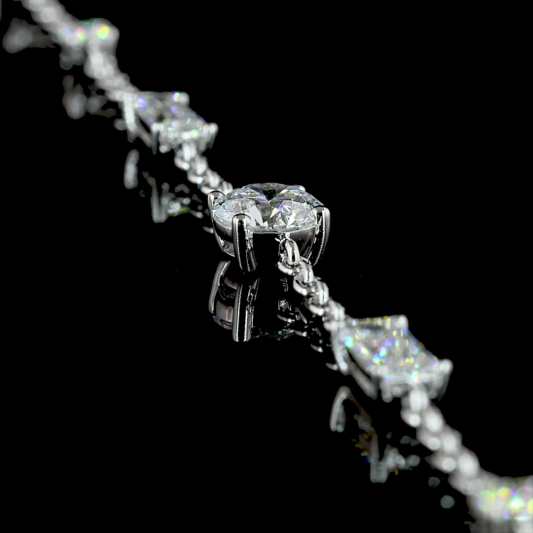 4.14 CT Mixed Shape Lab Grown Diamond Station Necklace in 14K White Gold – detail — Laura Milman New York