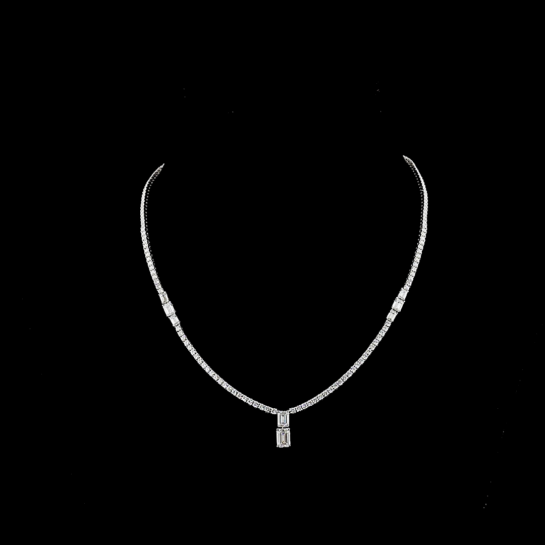 7.5 CT Mixed Shape Lab Grown Diamond Statement Necklace in 14K White Gold — Laura Milman New York