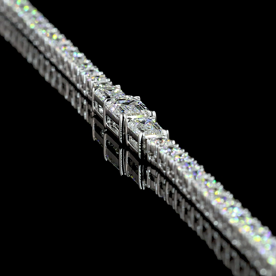7.5 CT Mixed Shape Lab Grown Diamond Statement Necklace in 14K White Gold – side view — Laura Milman New York