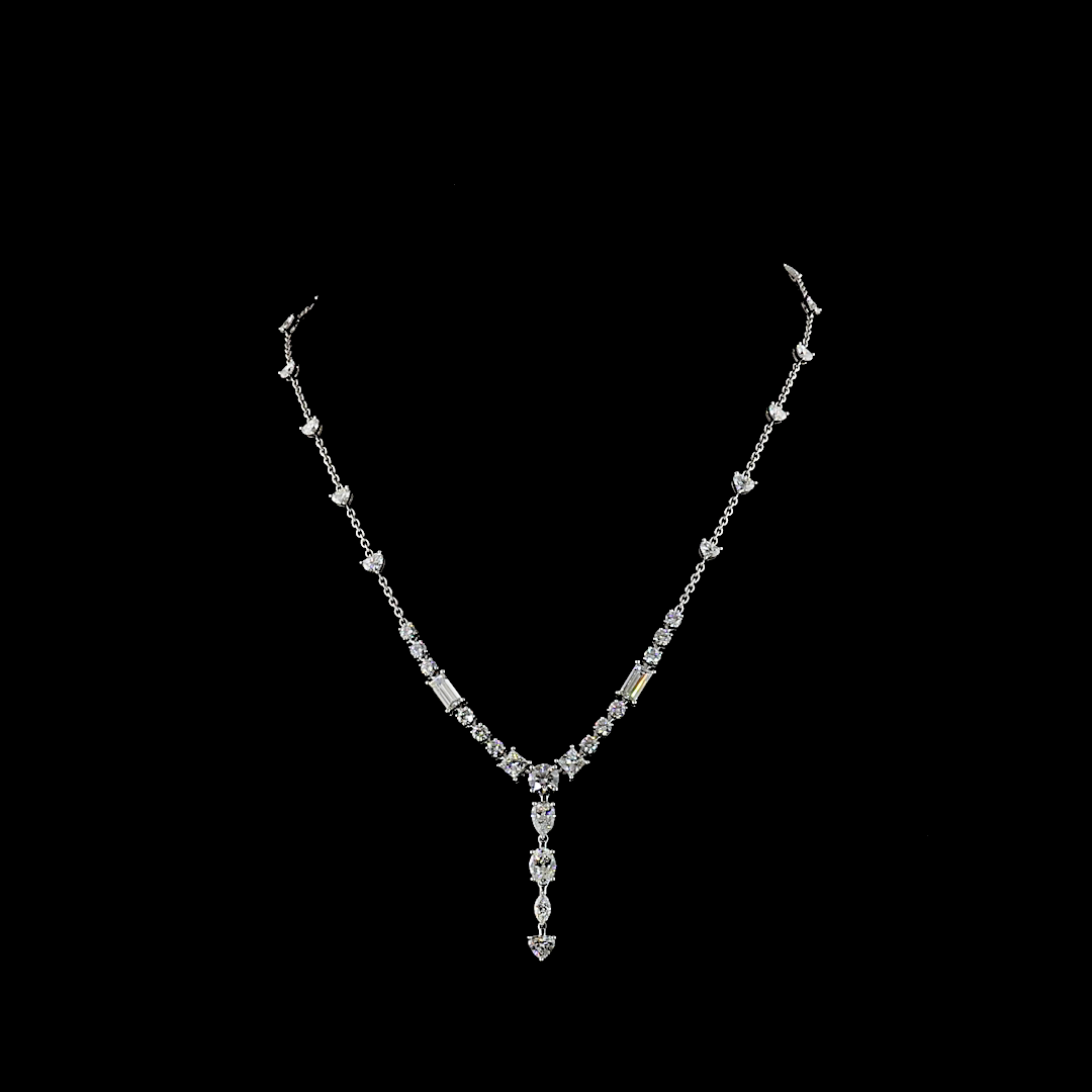 8.87 CT Mixed Shape Lab Grown Diamond Statement Necklace in 14K White Gold — Laura Milman New York