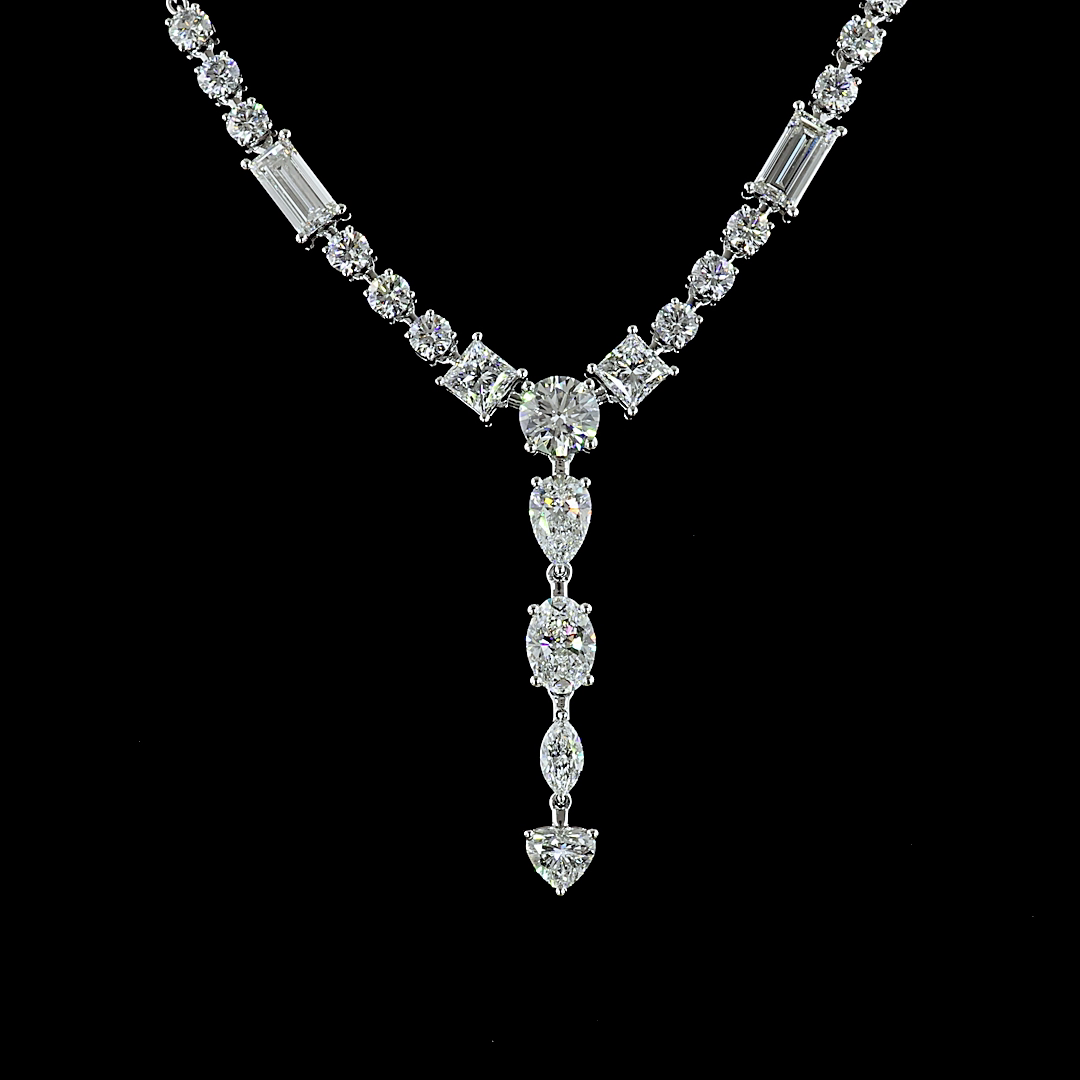 8.87 CT Mixed Shape Lab Grown Diamond Statement Necklace in 14K White Gold – close-up — Laura Milman New York