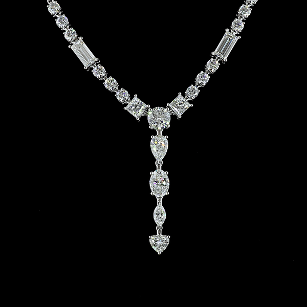 8.87 CT Mixed Shape Lab Grown Diamond Statement Necklace in 14K White Gold – close-up