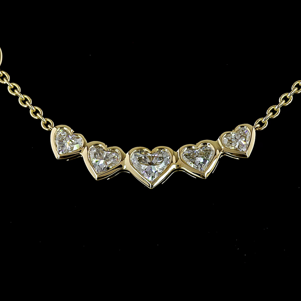 4.61 CT Oval Lab Grown Diamond Station Necklace in 14K Yellow Gold – close-up