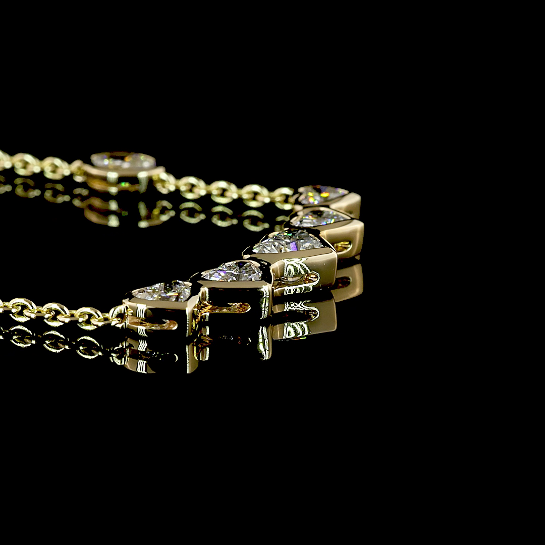 4.61 CT Oval Lab Grown Diamond Station Necklace in 14K Yellow Gold – side view — Laura Milman New York