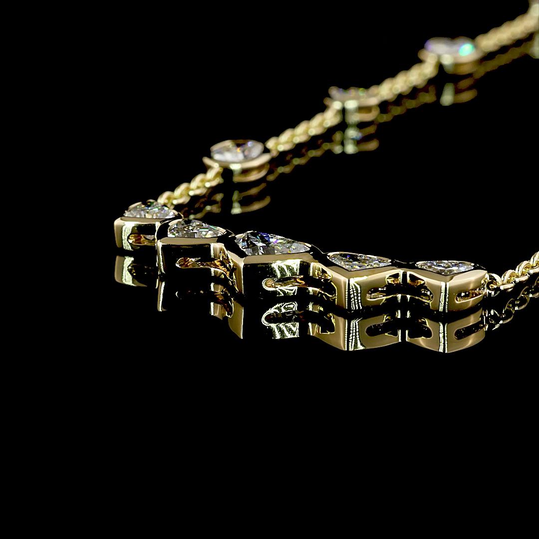 4.61 CT Oval Lab Grown Diamond Station Necklace in 14K Yellow Gold – detail — Laura Milman New York