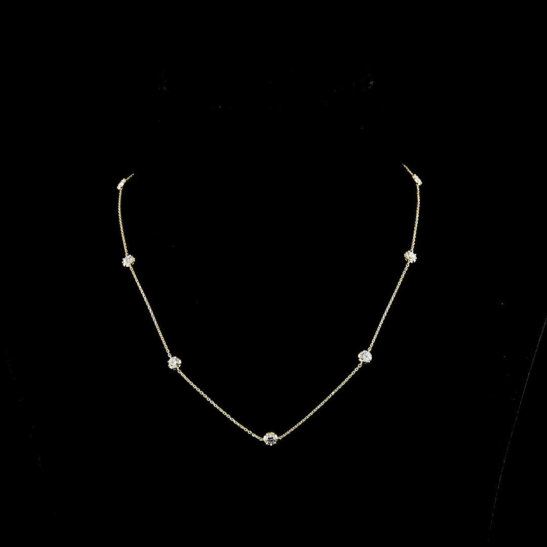 1.76 CT Round Lab Grown Diamond Station Necklace in 14K Yellow Gold — Laura Milman New York