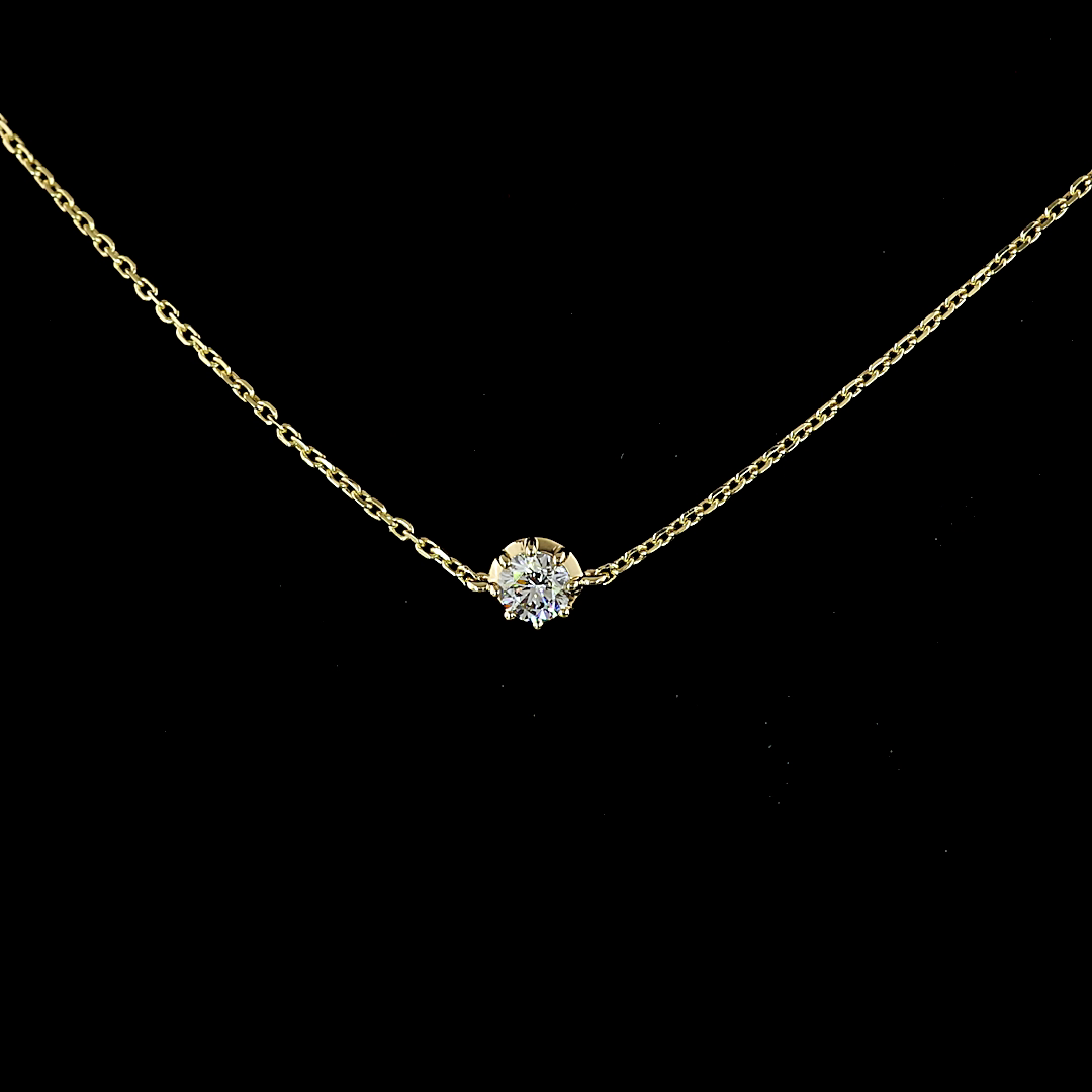 1.76 CT Round Lab Grown Diamond Station Necklace in 14K Yellow Gold – close-up — Laura Milman New York
