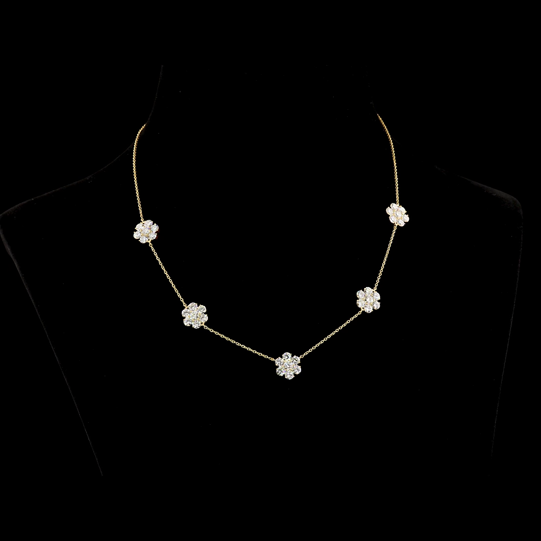 9.96 CT Round Lab Grown Diamond Station Necklace in 18K Yellow Gold — Laura Milman New York