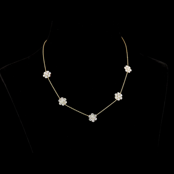 9.96 CT Round Lab Grown Diamond Station Necklace in 18K Yellow Gold