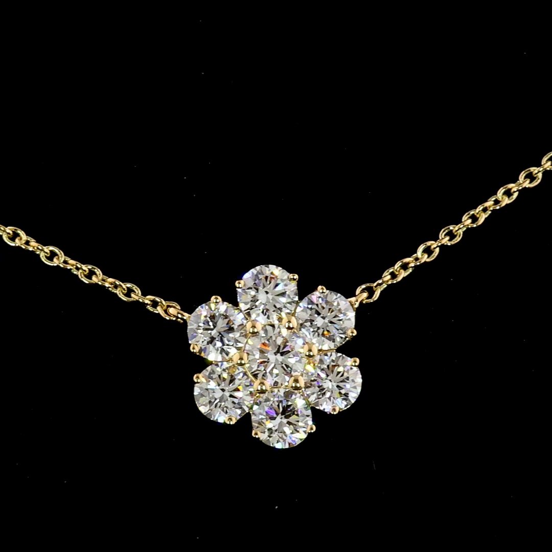 9.96 CT Round Lab Grown Diamond Station Necklace in 18K Yellow Gold – close-up — Laura Milman New York
