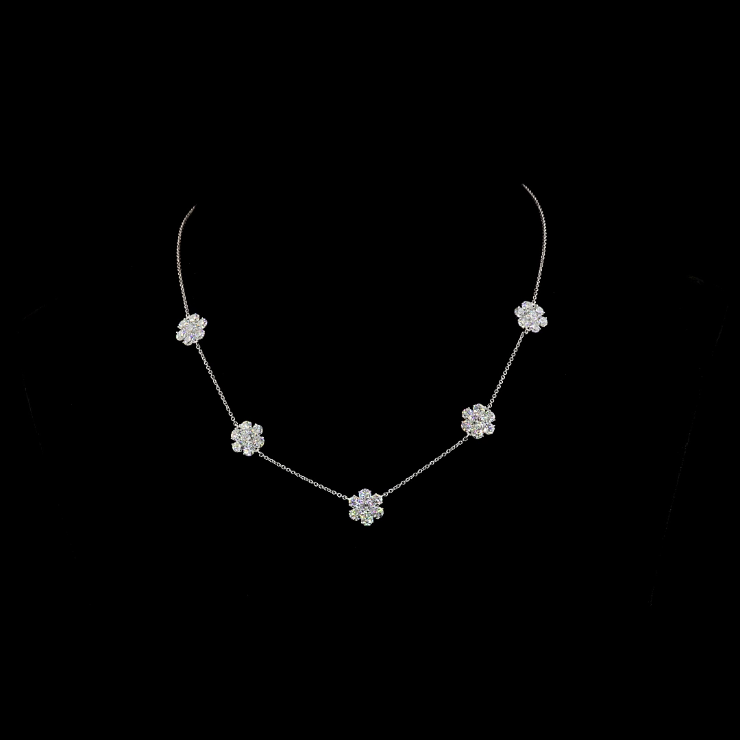 4.91 CT Round Lab Grown Diamond Station Necklace in 18K White Gold — Laura Milman New York