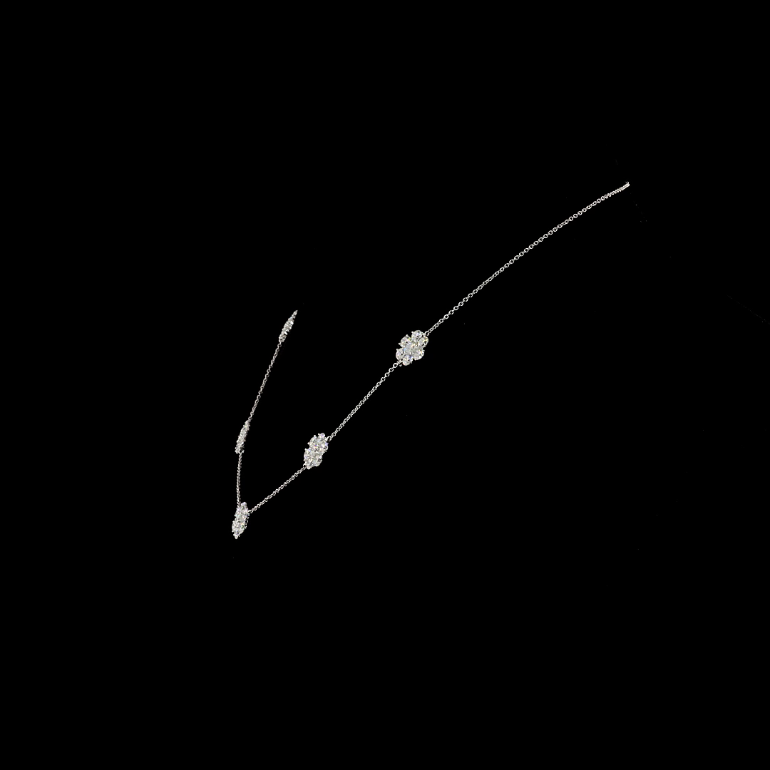 4.91 CT Round Lab Grown Diamond Station Necklace in 18K White Gold – side view — Laura Milman New York