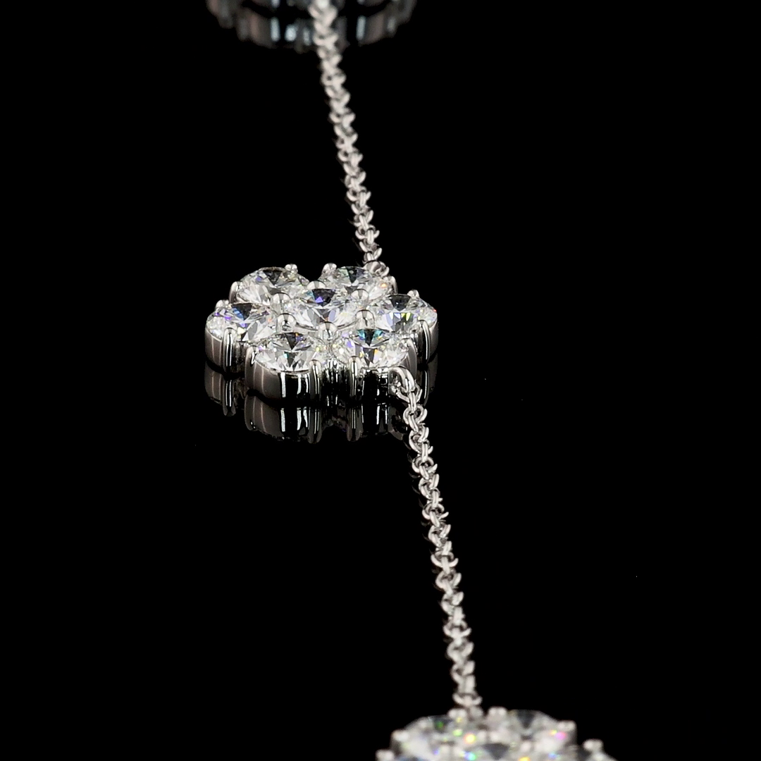 4.91 CT Round Lab Grown Diamond Station Necklace in 18K White Gold – detail — Laura Milman New York