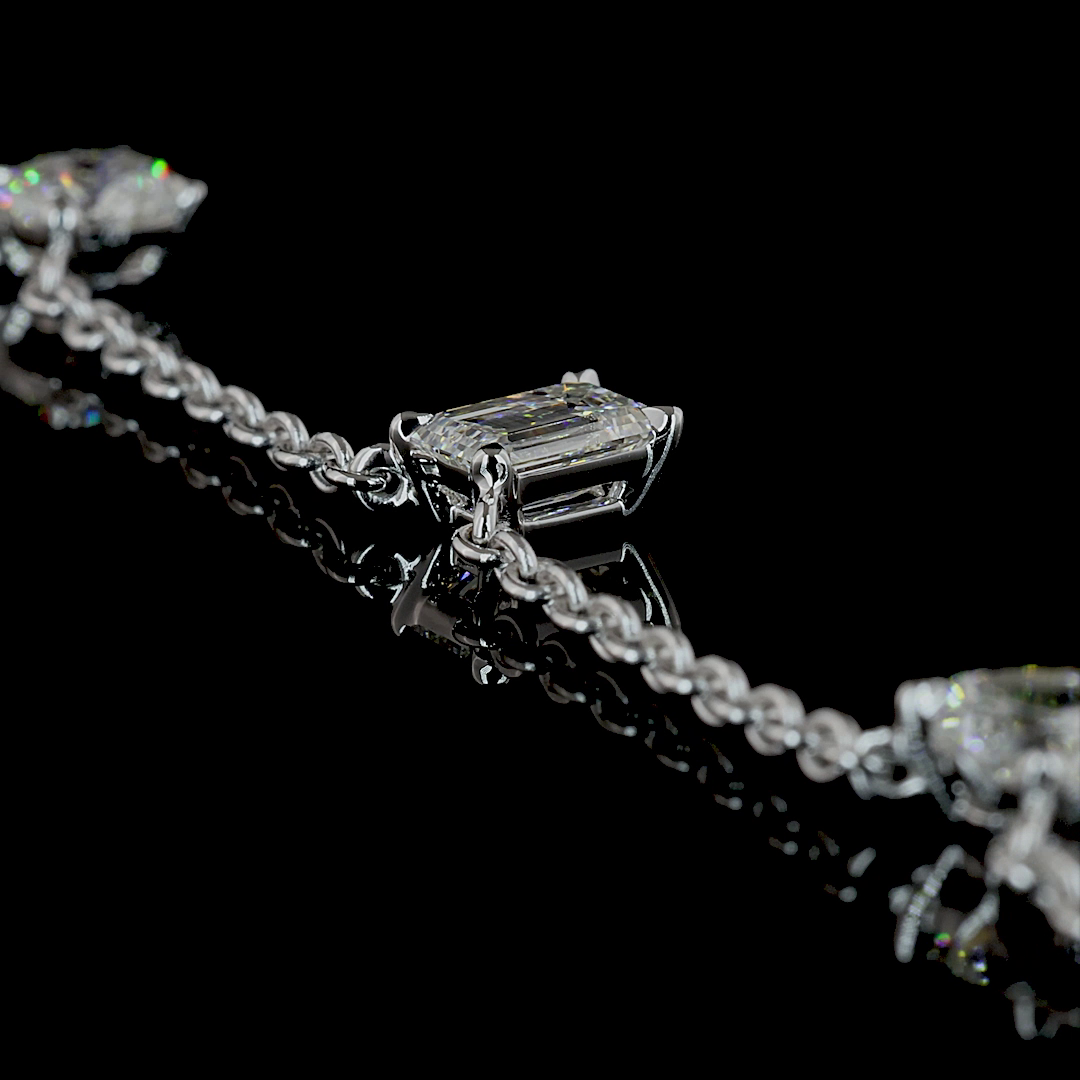 2.6 CT Mixed Shape Lab Grown Diamond Station Necklace in 14K White Gold – detail — Laura Milman New York