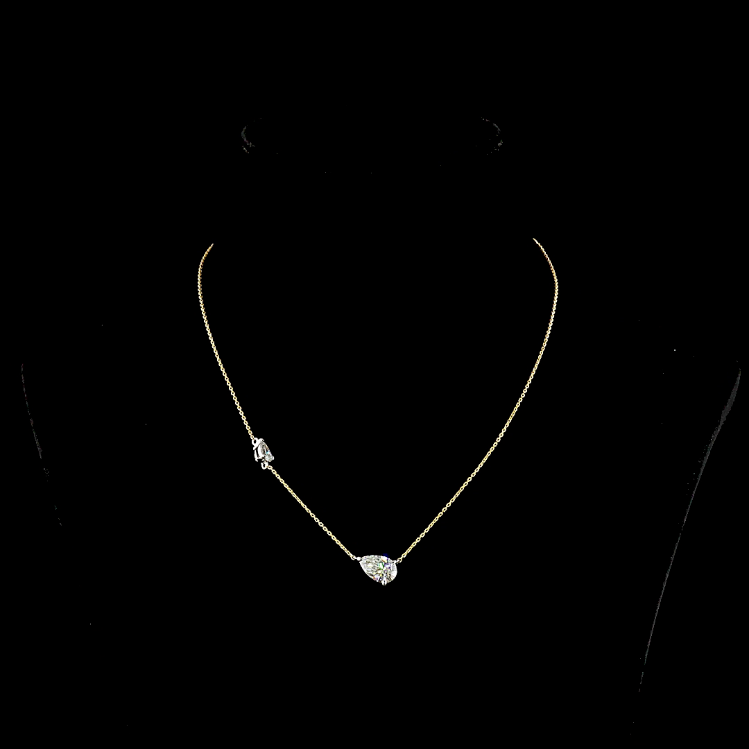 2.63 CT Pear Lab Grown Diamond Station Necklace in 18K Two Tone Gold — Laura Milman New York