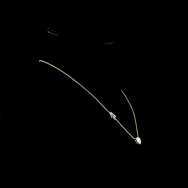 2.63 CT Pear Lab Grown Diamond Station Necklace in 18K Two Tone Gold – close-up