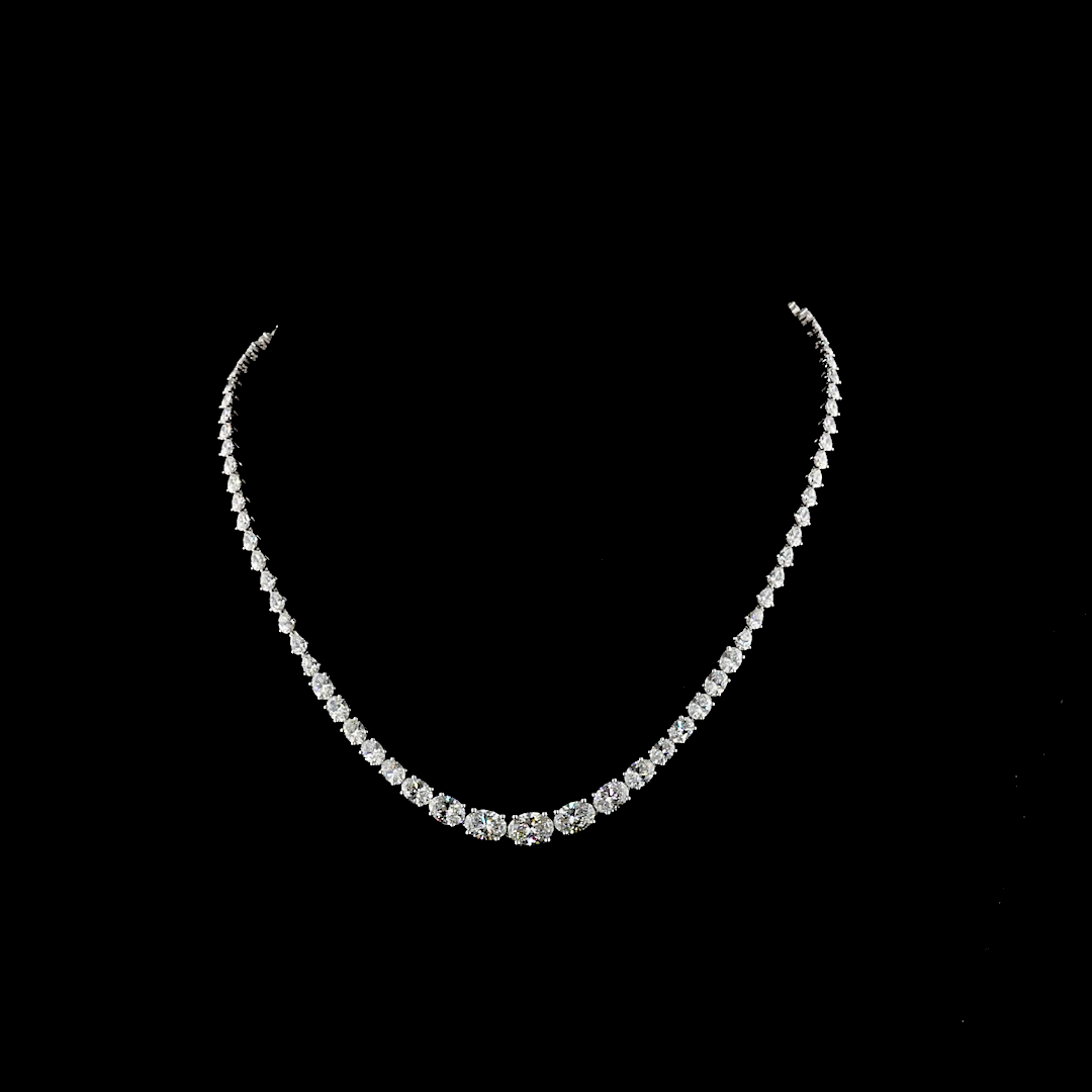 15.21 CT Oval Lab Grown Diamond Riviera Necklace in 14K White Gold — Laura Milman New York