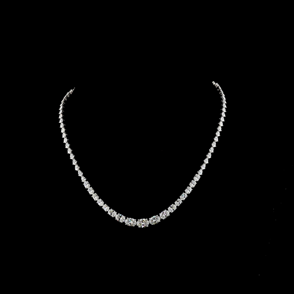 15.21 CT Oval Lab Grown Diamond Riviera Necklace in 14K White Gold
