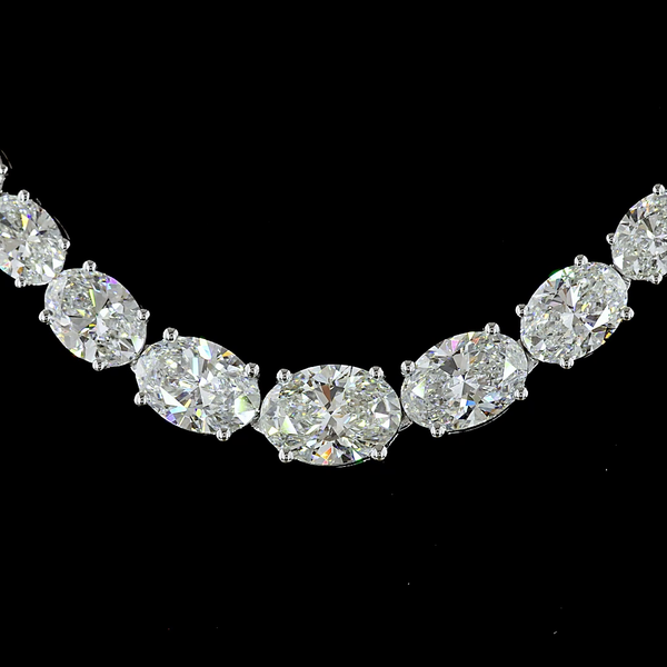 15.21 CT Oval Lab Grown Diamond Riviera Necklace in 14K White Gold – close-up