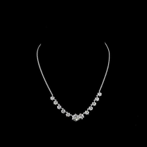 7.05 CT Round Lab Grown Diamond Statement Necklace in 14K White Gold