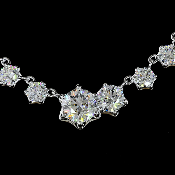 7.05 CT Round Lab Grown Diamond Statement Necklace in 14K White Gold – close-up