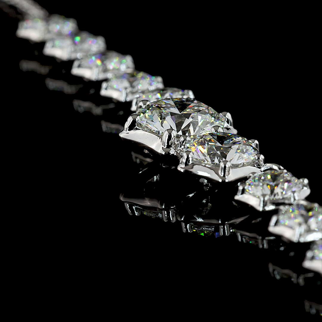 7.05 CT Round Lab Grown Diamond Statement Necklace in 14K White Gold – side view — Laura Milman New York