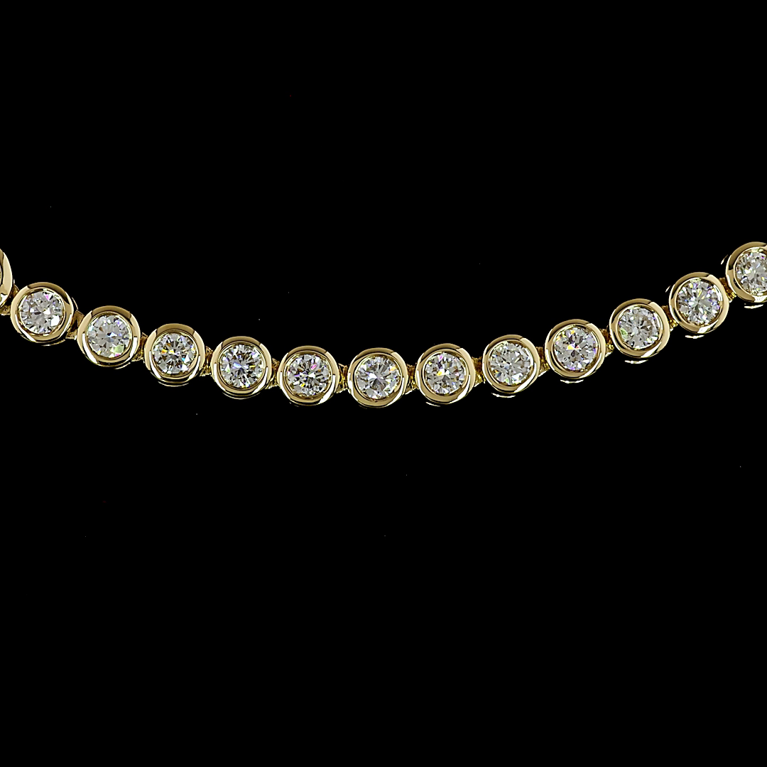 8.28 CT Round Lab Grown Diamond Riviera Necklace in 14K Yellow Gold – close-up — Laura Milman New York