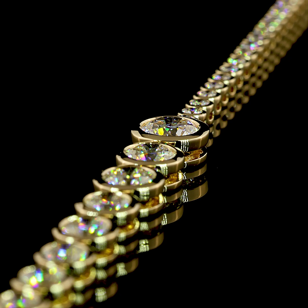 8.28 CT Round Lab Grown Diamond Riviera Necklace in 14K Yellow Gold – detail — Laura Milman New York