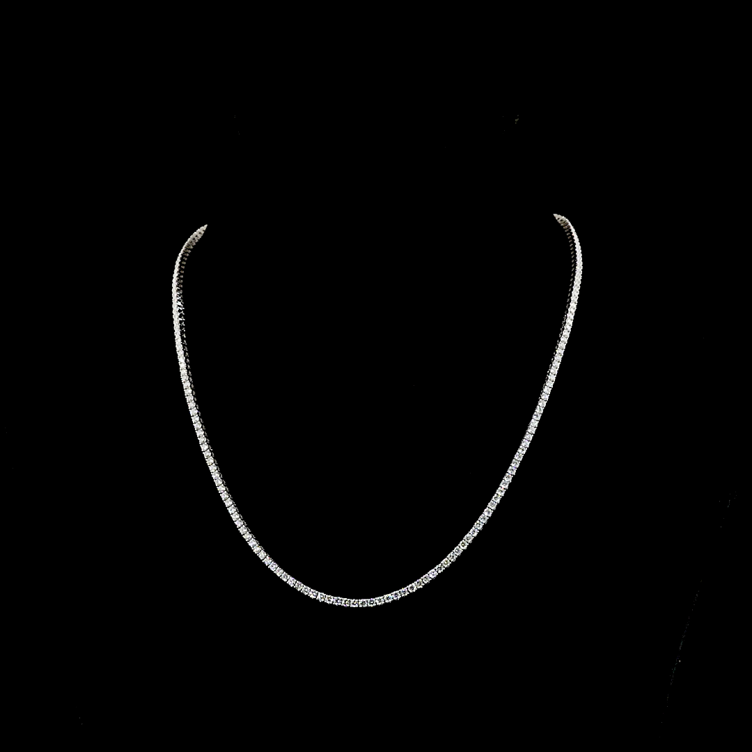 5.35 CT Round Lab Grown Diamond Tennis Necklace in 14K White Gold — Laura Milman New York