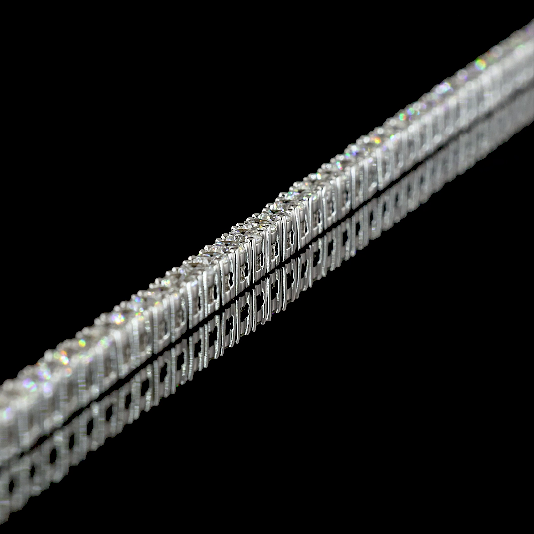 5.35 CT Round Lab Grown Diamond Tennis Necklace in 14K White Gold – detail — Laura Milman New York