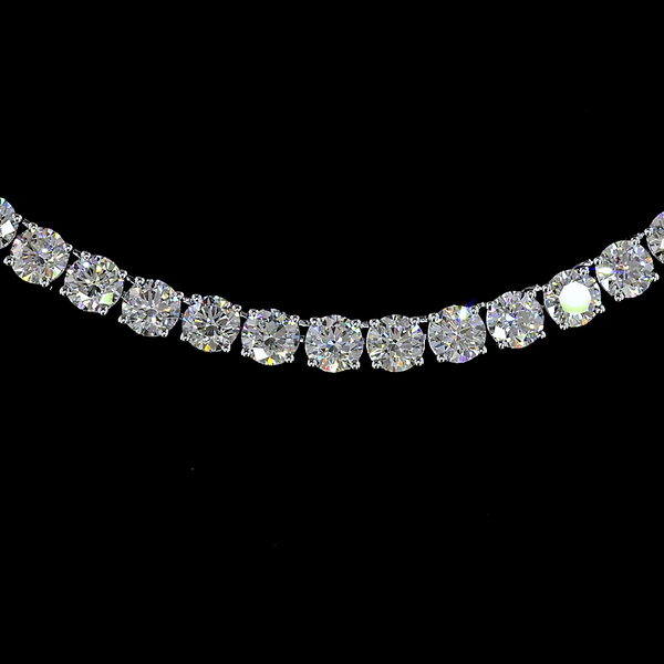 15.34 CT Round Lab Grown Diamond Tennis Necklace in 14K White Gold – close-up