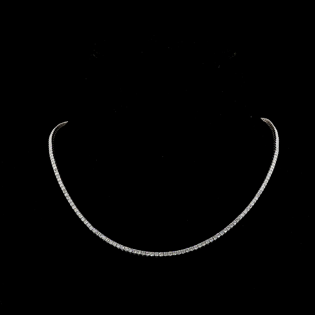 6.19 CT Round Lab Grown Diamond Tennis Necklace in 14K White Gold — Laura Milman New York