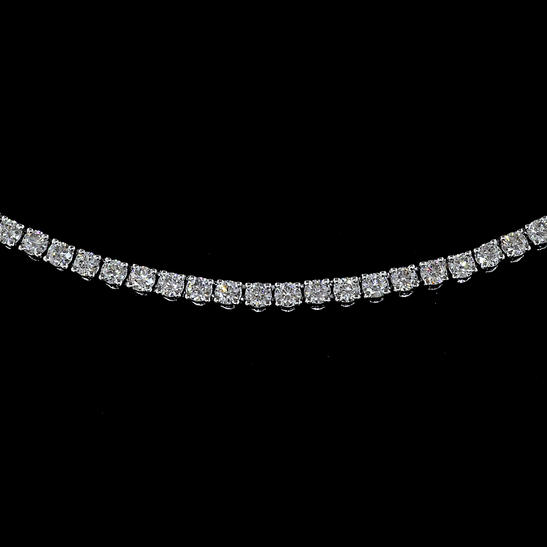 6.19 CT Round Lab Grown Diamond Tennis Necklace in 14K White Gold – close-up — Laura Milman New York