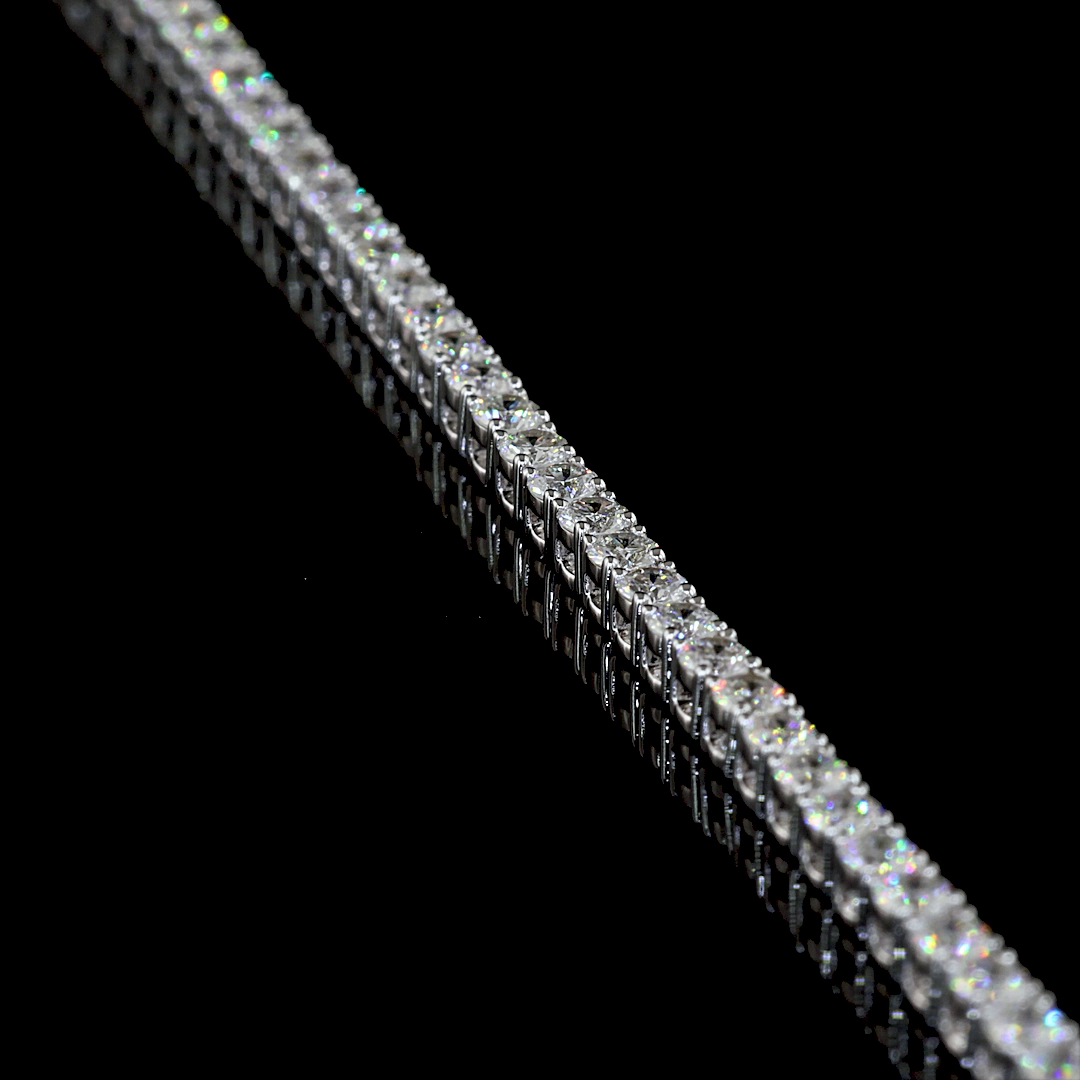 6.19 CT Round Lab Grown Diamond Tennis Necklace in 14K White Gold – side view — Laura Milman New York