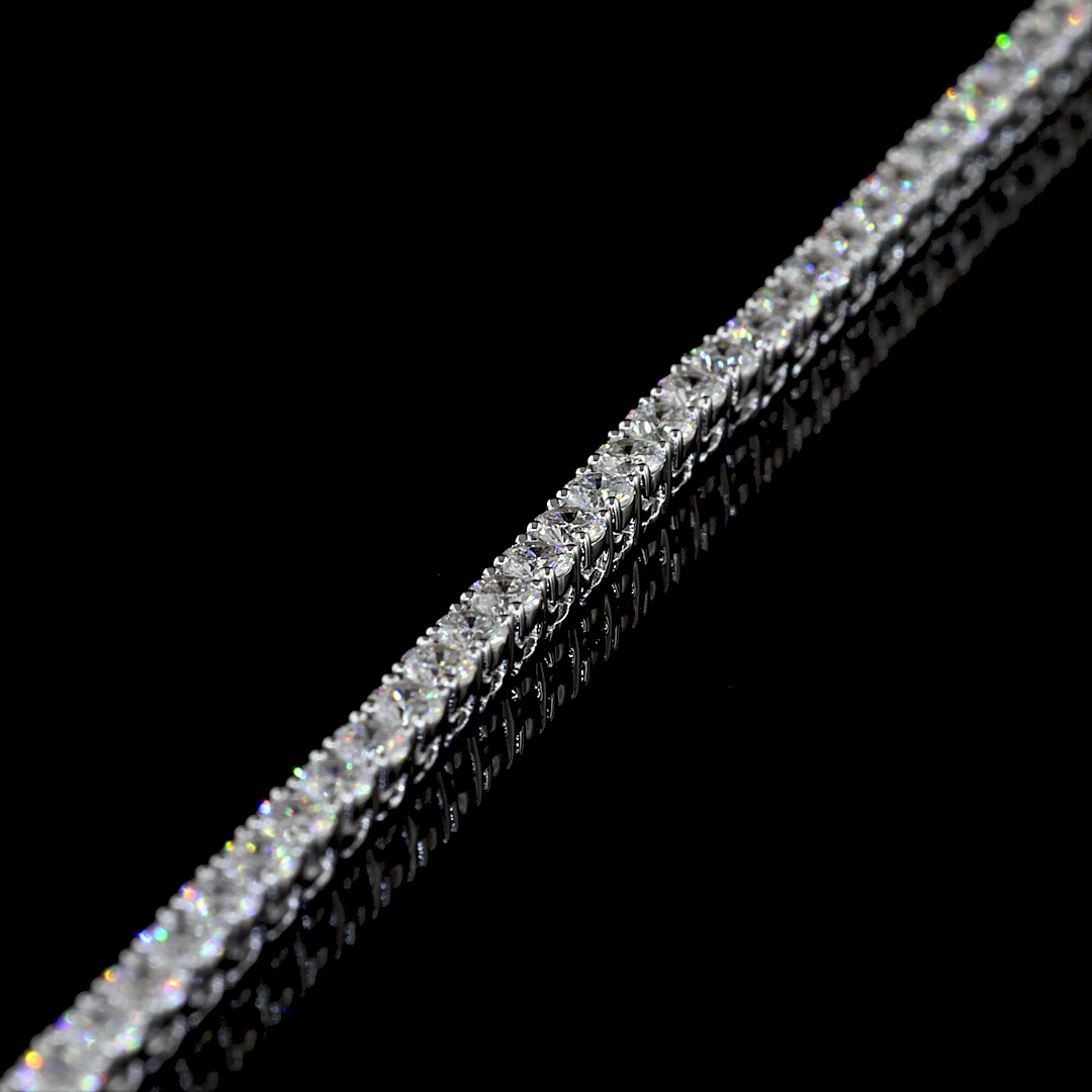 6.19 CT Round Lab Grown Diamond Tennis Necklace in 14K White Gold – detail — Laura Milman New York