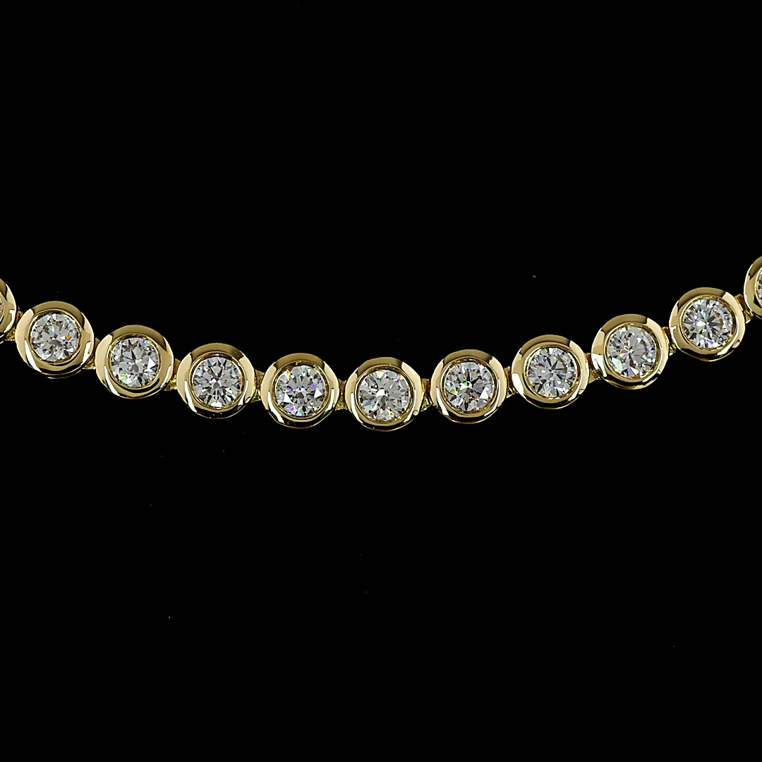 5.53 CT Round Lab Grown Diamond Riviera Necklace in 14K Yellow Gold – close-up — Laura Milman New York