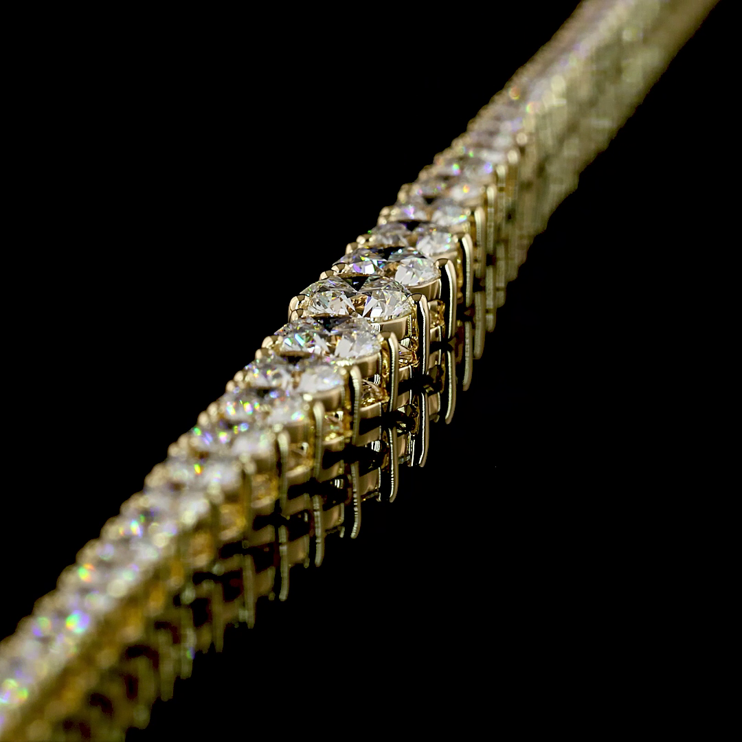 5.23 CT Round Lab Grown Diamond Riviera Necklace in 14K Yellow Gold – detail — Laura Milman New York