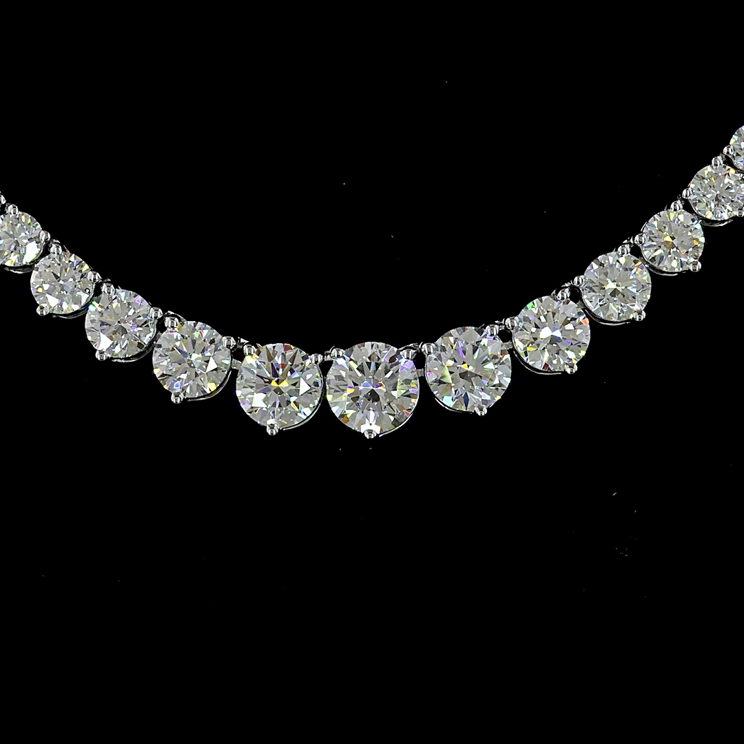 5.07 CT Round Lab Grown Diamond Riviera Necklace in 14K White Gold – close-up — Laura Milman New York