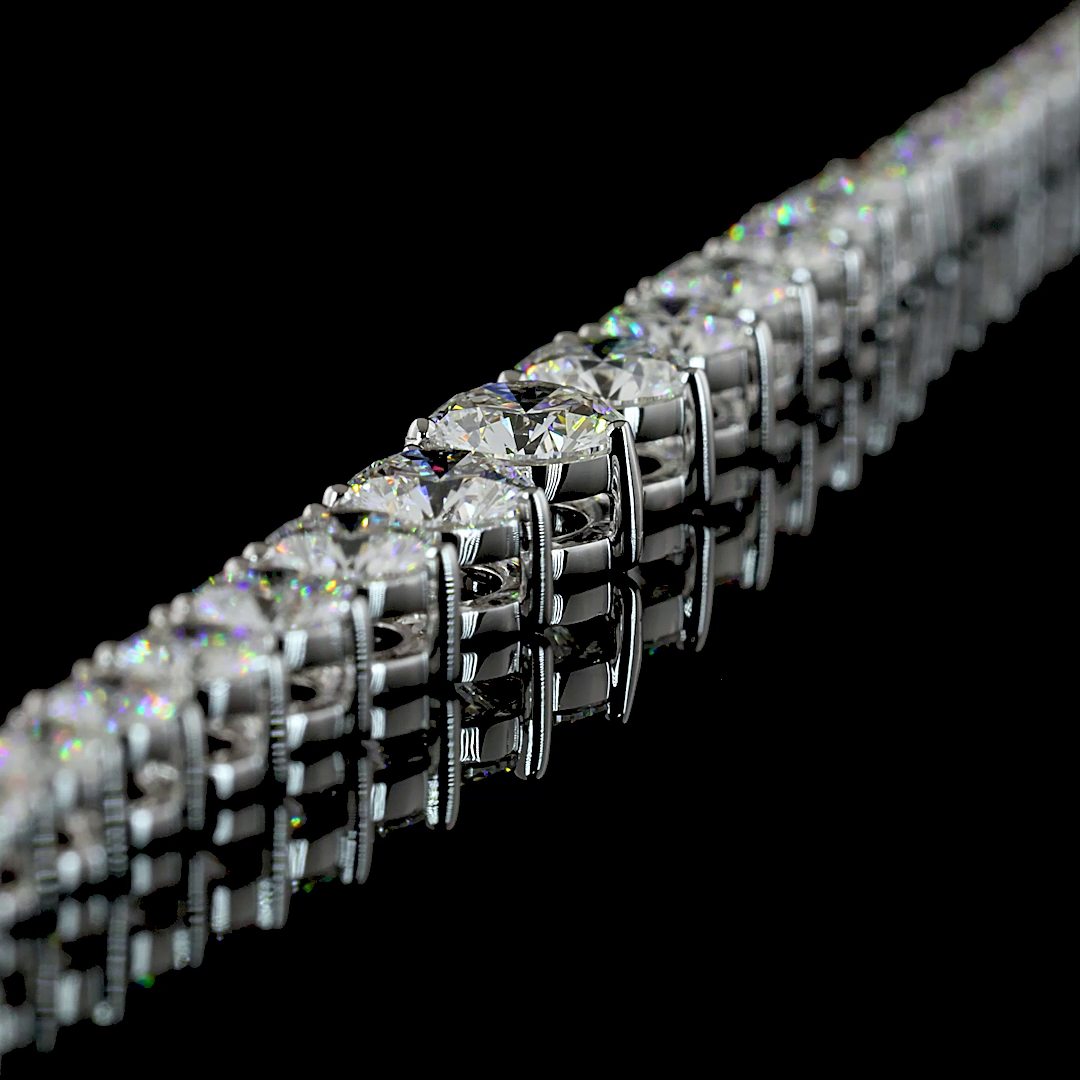 5.07 CT Round Lab Grown Diamond Riviera Necklace in 14K White Gold – detail — Laura Milman New York