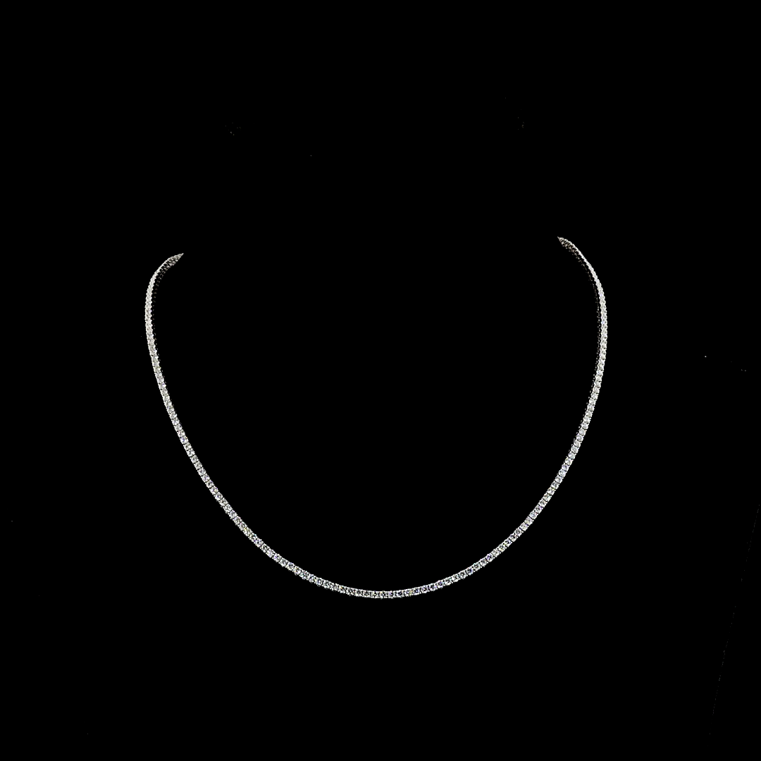 4.82 CT Round Lab Grown Diamond Tennis Necklace in 14K White Gold — Laura Milman New York