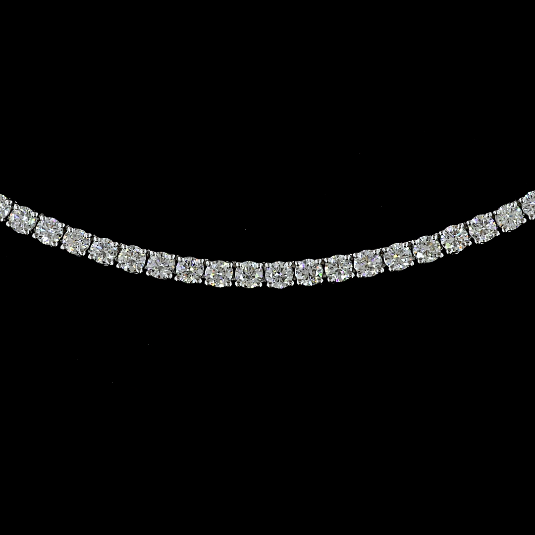 4.82 CT Round Lab Grown Diamond Tennis Necklace in 14K White Gold – close-up — Laura Milman New York