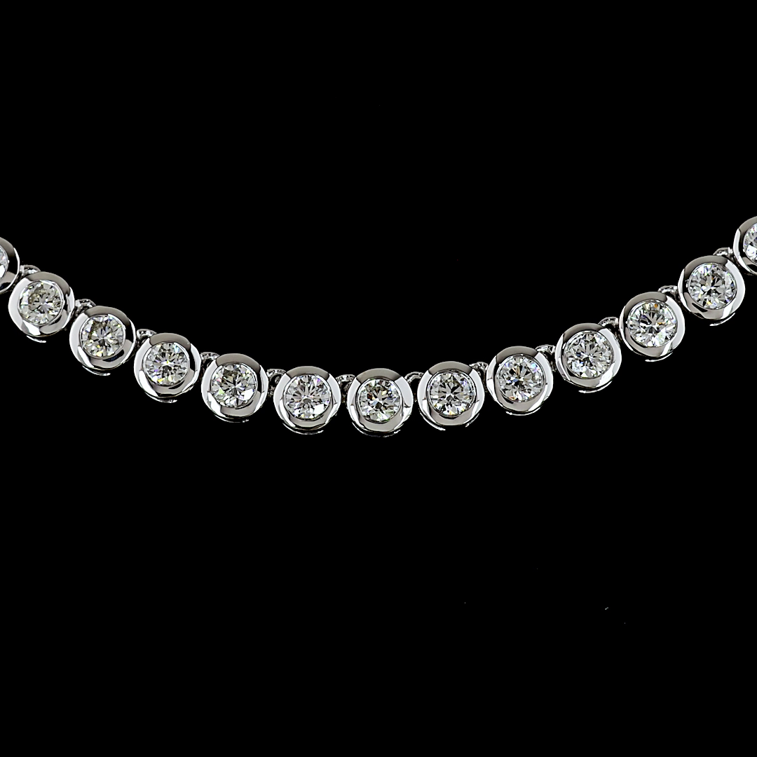 6.67 CT Round Lab Grown Diamond Tennis Necklace in 14K White Gold – close-up — Laura Milman New York