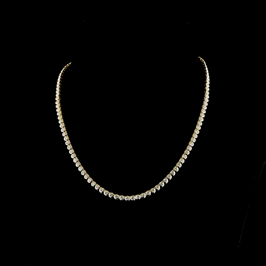 6.81 CT Round Lab Grown Diamond Tennis Necklace in 14K Yellow Gold — Laura Milman New York