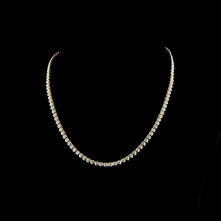 Lab Grown Round Diamond Tennis Necklace – 6.81 CT | 14K Yellow Gold