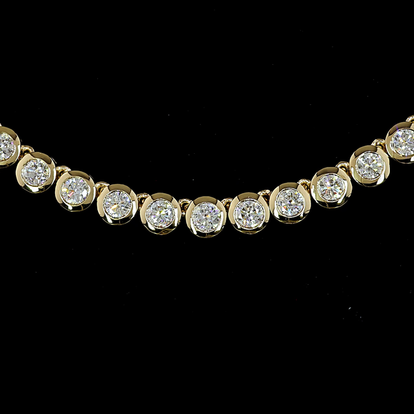 6.81 CT Round Lab Grown Diamond Tennis Necklace in 14K Yellow Gold – close-up