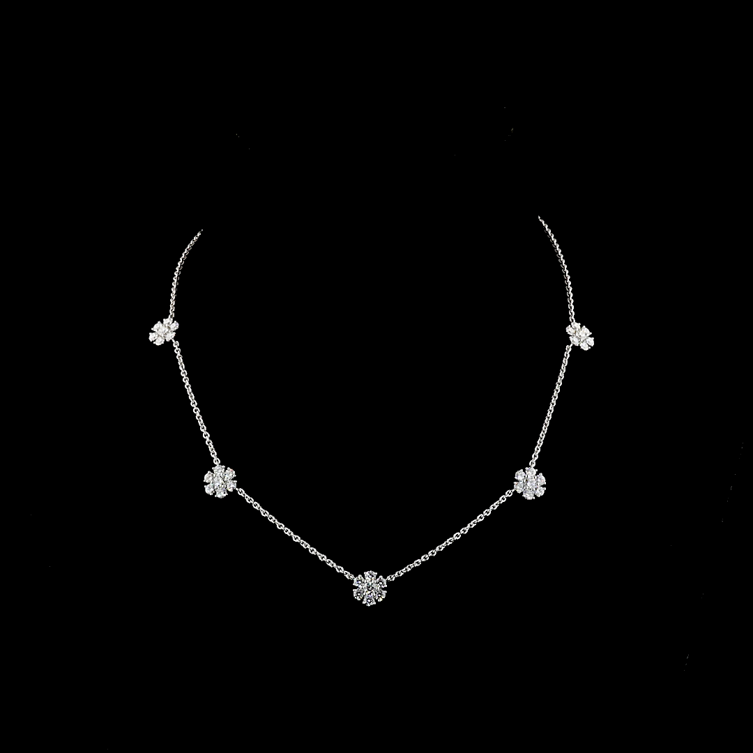 2.96 CT Round Lab Grown Diamond Station Necklace in 14K White Gold — Laura Milman New York