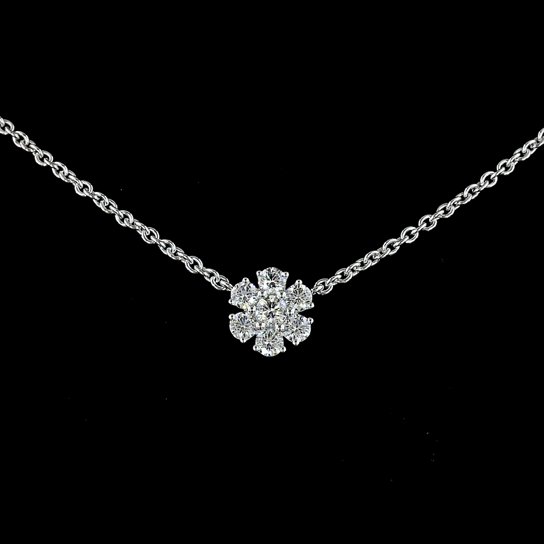 2.96 CT Round Lab Grown Diamond Station Necklace in 14K White Gold – close-up — Laura Milman New York