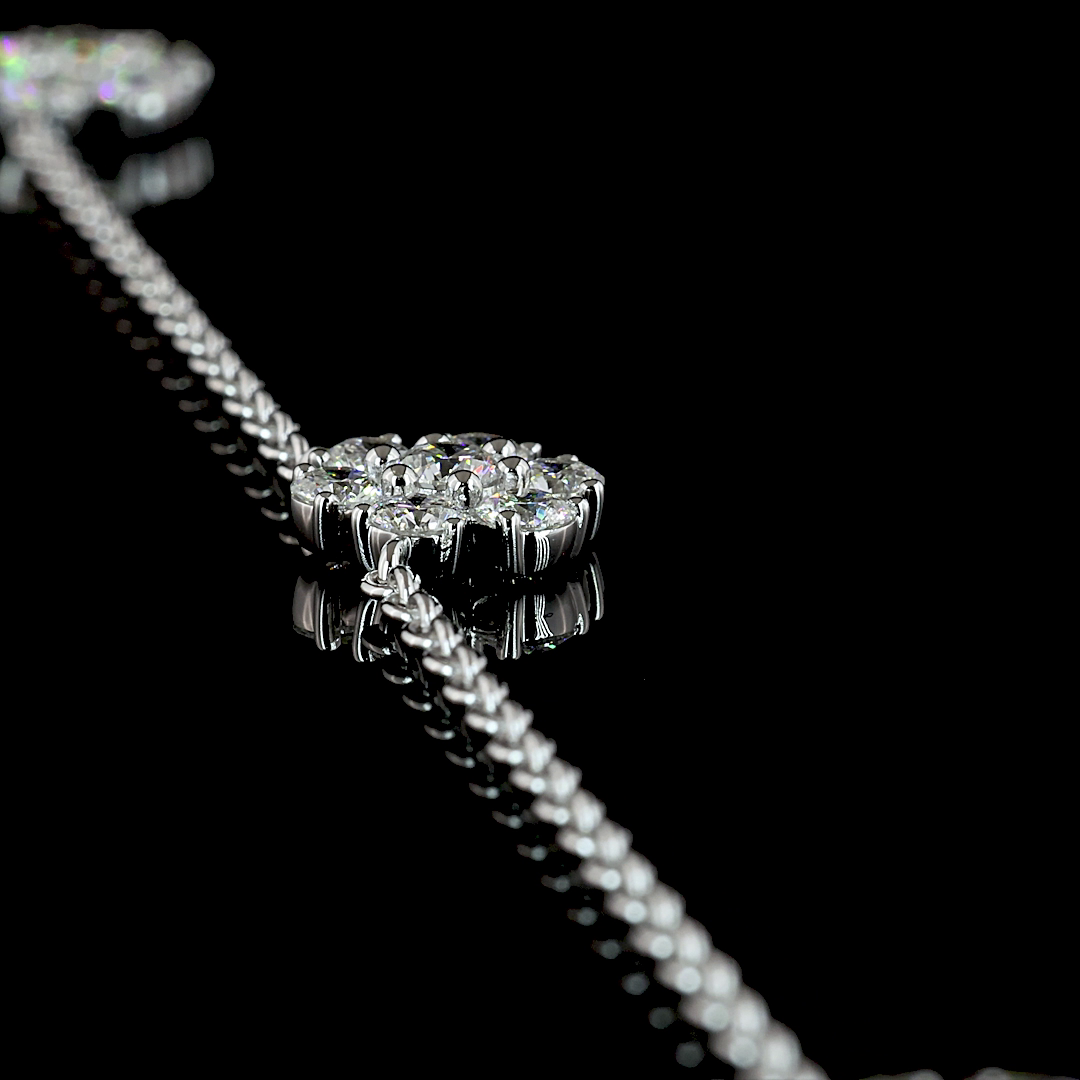 2.96 CT Round Lab Grown Diamond Station Necklace in 14K White Gold – side view — Laura Milman New York